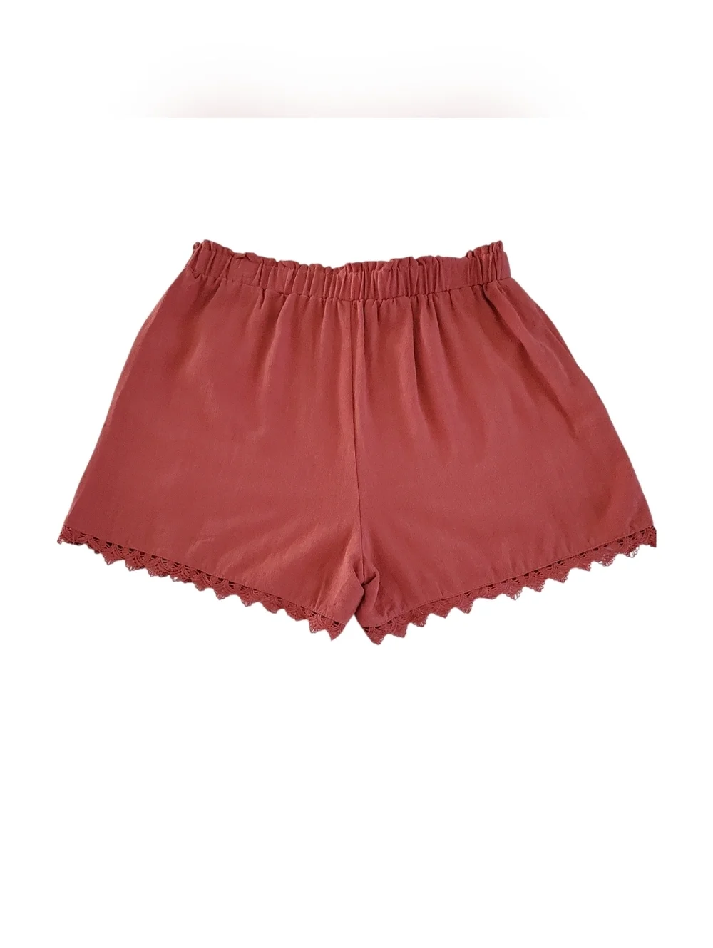 Emery Rose Terracotta Linen Shorts Paperbag Waist Pockets 4" Inseam Size XL NWT - Picture 3 of 7